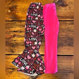 Kids Pink Leggings and Black Flair Pants with Hearts